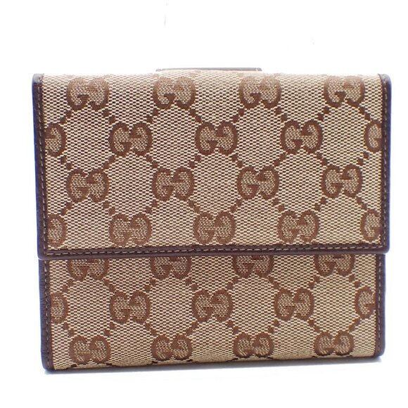GUCCI Abbey GG Pattern Bifold Wallet Purse Canvas Leather Brown GHW 34YH606Pleas - Picture 3 of 14